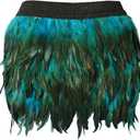 Miuco Womens Faux Feather A Line Mini Skirt (Blue) Small
