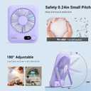 WHATOOK Small Desk Fan Personal Fans: 5000mah 25 Hours Battery Office Quiet Mini Desktop Fan Portable Rechargeable Travel Essentials (Purple, 2000 mAh)