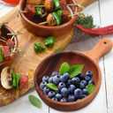 Angoily Wooden Noodle Bowl with Handle Multi-Functional Salad Mixing Bowl for Soup Fruits Cereal and Snacks Compact 1.77 Inch Size for Kitchen and Dining Use