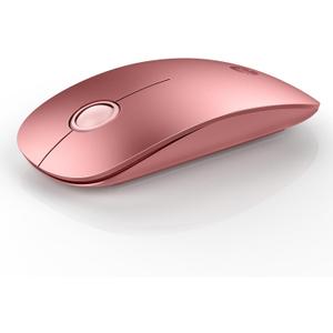 RAPIQUE Bluetooth Wireless Mouse - (BT5.1+USB) Dual Connectivity, Quiet Click, Low Power, and 1600 DPI, Portable Cordless Mouse for Mac, Laptop, MacBook Pro/Air, iPad (Rose Gold)