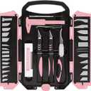MANUFORE 34pcs Large Exacto Knife Set Pink Deluxe Craft Precision Knife Set Include 3pcs Craft Knives with Anti-Slip Rubber Grip, 25pcs Different Blades, 2pcs Needles, Sharpening Stone, Screwdriver