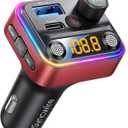 Syncwire Bluetooth 5.4 FM Transmitter Car Adapter 42W [Light Switch] [Stronger Dual Mics] [HiFi Deep Bass] [Fast Charging] Wireless FM Radio Music Adapter Hands-Free Calling Support USB Drive, Red