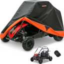 Go-Kart Cover 2 Seater, Waterproof 420D Go-Kart Cover, Go-Kart Accessories with Reflective Air Vent and Windproof Buckle, Black and Orange