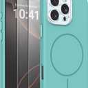Magnetic Silicone Case for iPhone 16 Pro Max Case with 2 Screen Protector, Upgraded Hard Acrylic Camera Protector Soft Slim Stylish Cute Phone Cover Compatible with MagSafe, Cyan