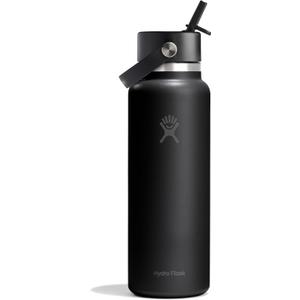 Hydro Flask Water Bottle - Insulated Stainless Steel - Wide Straw Lid, Non Spill, Leakproof in 40 Oz Tonal Black