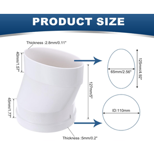 PATIKIL Duct Adapter Round to Oval, Oval Recessed Dryer Vent Hose Connector Adapter with Stainless Steel Clamp for Air Exhaust Ventilation System, White