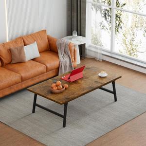Folding Coffee Table, Portable Floor Table Desk for Sitting on The Floor, No Assembly Low Coffee Table for Living Room, Home, Caravan and Camping Use, Rustic Brown Wood, 39.4Lx19.7Wx15.8H, Rustic Brown 