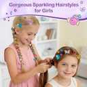 Hair Gem Stamper Kit Hair Jewelry & Bling Craft Toys for Girls Sparkling Hair Accessories with Glitter Sequins DIY Hair Arts Crafts Birthday Gifts for 5 6 7 8 9 10 11 12 Year Old (Pink)