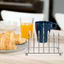 DOITOOL Stainless Steel Toast Rack 6-Slice Bread Holder Stand with Ball Feet and Carry Handle Desktop Bread Storage Rack for Kitchen and Breakfast 5.70X4.72X3.38In