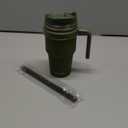 ALOUFEA 20 oz Insulated Coffee Mug Tumbler with Handle, Stainless Steel Travel Mug Tumbler with Lid and Straw, Double Wall Vacuum Leak Proof Ice Coffee Thermal Cup, Army Green