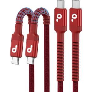 USB C to C Cable 10FT, 2Pack USB C Charger Cable, Long Type C Fast Charging Cable Nylon Braided USBC Charger Cord Compatible with iPhone 17/16/15/Pro/Plus/Pro Max/Samsung Galaxy S23/LG and More-Red