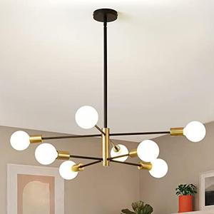 RUIYEY Modern Sputnik Chandeliers Black and Gold Mid Century Chandelier 8-Light Dining Room Light Fixture Height Adjustable Ceiling Lights Farmhouse Chandeliers for Kitchen Island Living Room - Amazon.com