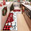 Red Buffalo Plaid Christmas Kitchen Rugs Set of 2, Xmas Snowman Non-Slip Christmas Kitchen mats, Winter Home Low-Profile Indoor Decor Holiday Floor Mat for Kitchen Laundry Sink (19.7"x47.3"+ 19.7"X31.5")