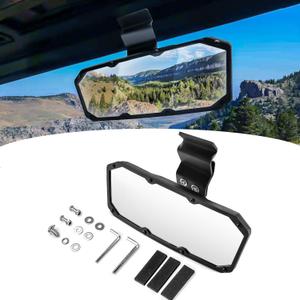 Wsays 10.5" x 3.75" Rear View Mirror, High-Definition Race Convex Mirror, ABS housing & Tempered Glass Center Mirrors Compatible with Polaris Ranger 570 900 XP 1000/Crew 2015-2025 FIT Can Am Defender