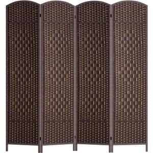 FDW Room Divider Folding Privacy Divider 6 Ft Indoor Wall Divider Portable Partition Wood Screen, Brown (4 Panel)