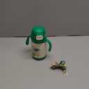 PHEENOWL 13oz Kids Insulated Water Bottle, 2-in-1 Straw & Spout Lid, with Shoulder Strap and Handle, 316 Stainless Steel Water Bottle for Toddler, Sports, Travel, and School (Green - Animals)