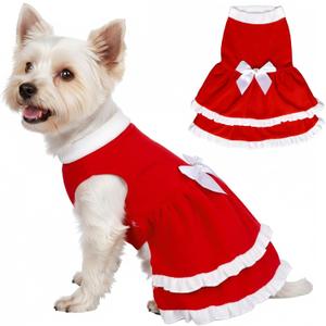 Dog Christmas Dress Fleece Dog Cake Princess Dress Winter Pet Outfit Xmas Party Cosplay for Large Dogs Girl