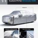 Wigoo Chevrolet Silverado 1500 Truck Car Cover Accessories 2019-2026, Custom Fit Waterproof All Weather Outdoor Full Pickup Cover, Windproof UV Rain Snow Dust Protection, Door Zipper, Breathable Desig