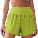 Women's High Waisted Running Shorts with Spandex, Athletic Shorts for Women Light and Airy with Wind-Resistant Fabric (Green)