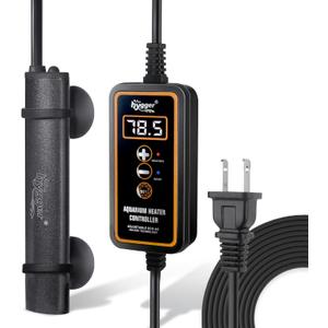 hygger Mini Submersible Aquarium Heater, Turtle and Betta Fish Tank Heater with Digital Display External Controller Freshwater (75w for 0.4~15.9gal)