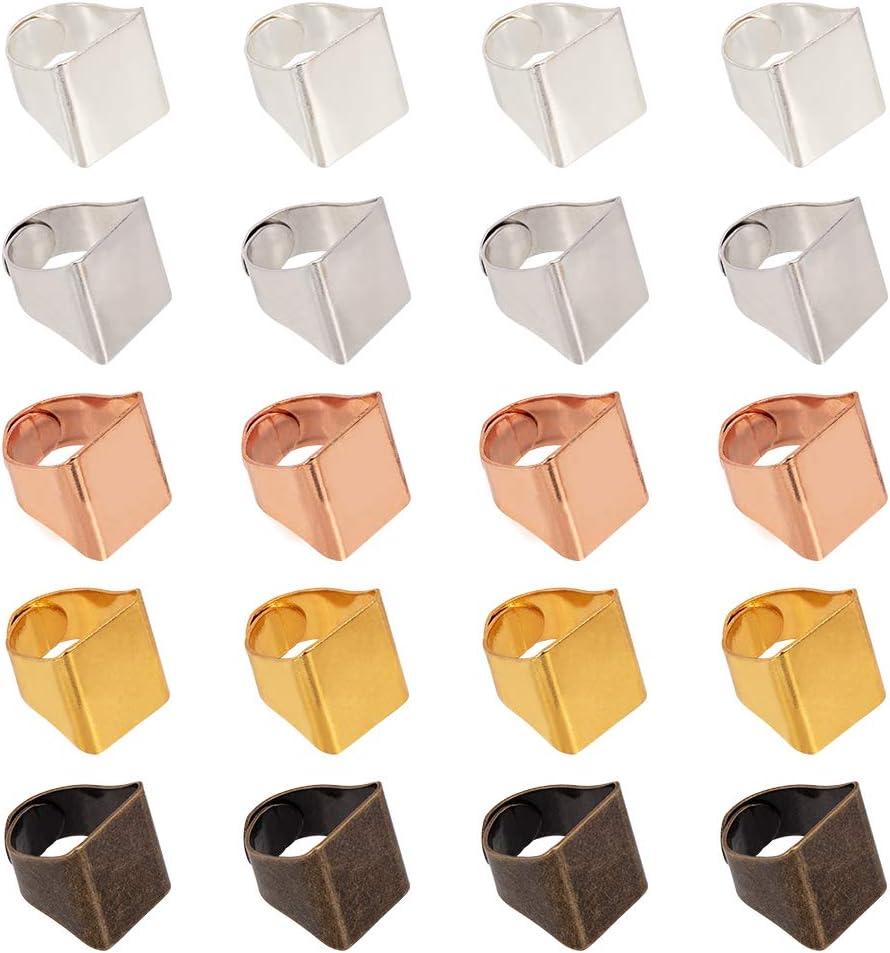 PandaHall 30pcs 5 Colors Brass Ring Blanks Pad Rectangle Ring Pad Adjustable Finger Ring Base for Embellishment Jewelry Making