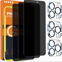QHOHQ for iPhone 16 Pro Max Privacy Screen Protector + Camera Lens Protector, [Military Grade Shatterproof], Top 9H+ Anti Spy Glass, Full Edge Coverage, Ultra Durable,with Installation Tool [3+3 Pack]