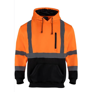 High Visibility Safety Fleece Hoodie for Men Reflective Sweatshirt ANSI Class 3 Hi Vis Pullover Hoodie Jacket