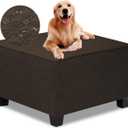 Ottoman Cover Square,Waterproof Square Ottoman Covers Thick Slipcover for Living Room,Washable Storage Footstool Furniture Protector for Dogs,Pets,Chocolate,X-Large (XL Length&Width:43"-46",Height:14"-20")