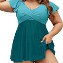Edelqual Women's Plus Size Tankini Swimsuits Swim Dress Tummy Control Bathing Suits Two Piece High Waisted Swimwear 2025, Size 4XL