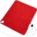  Deepsoon Heating Pad, Electric Heating Pads for Back, Neck, Moist Heating Pad for Abdomen Shoulder Knee Legs, Dry/Moist Heat & Auto Shut Off, Mother's Day Birthday for Men and Women, Red, 24x20 Inch