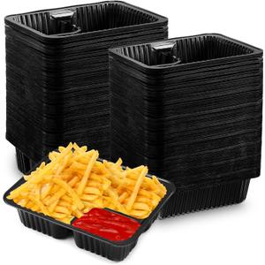 200 Pcs Nacho Trays 6x5 Inch Disposable Plastic Nacho Cheese Trays 12 oz Nacho Containers for Movie Night Party Supplies (Black)