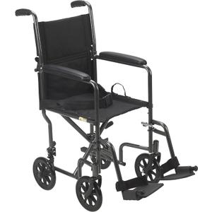 Drive Medical TR39E-SV Lightweight Folding Transport Wheelchair with Swing-Away Footrest, Silver