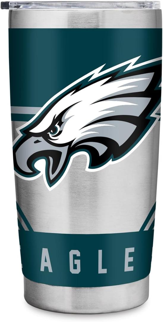 Rico Industries NFL Football 20oz Stainless Steel Tumbler with Lid - Great For Coffee, Tea, Water or Cocktails