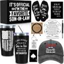 10 PCS Son In Law Gifts from Mother In Law Father In Law with 20 Oz Tumbler Cap Socks Acrylic Plaque Bracelet Pen, Christmas Birthday Anniversary Father's Day Valentines Day Gifts for Son In Law