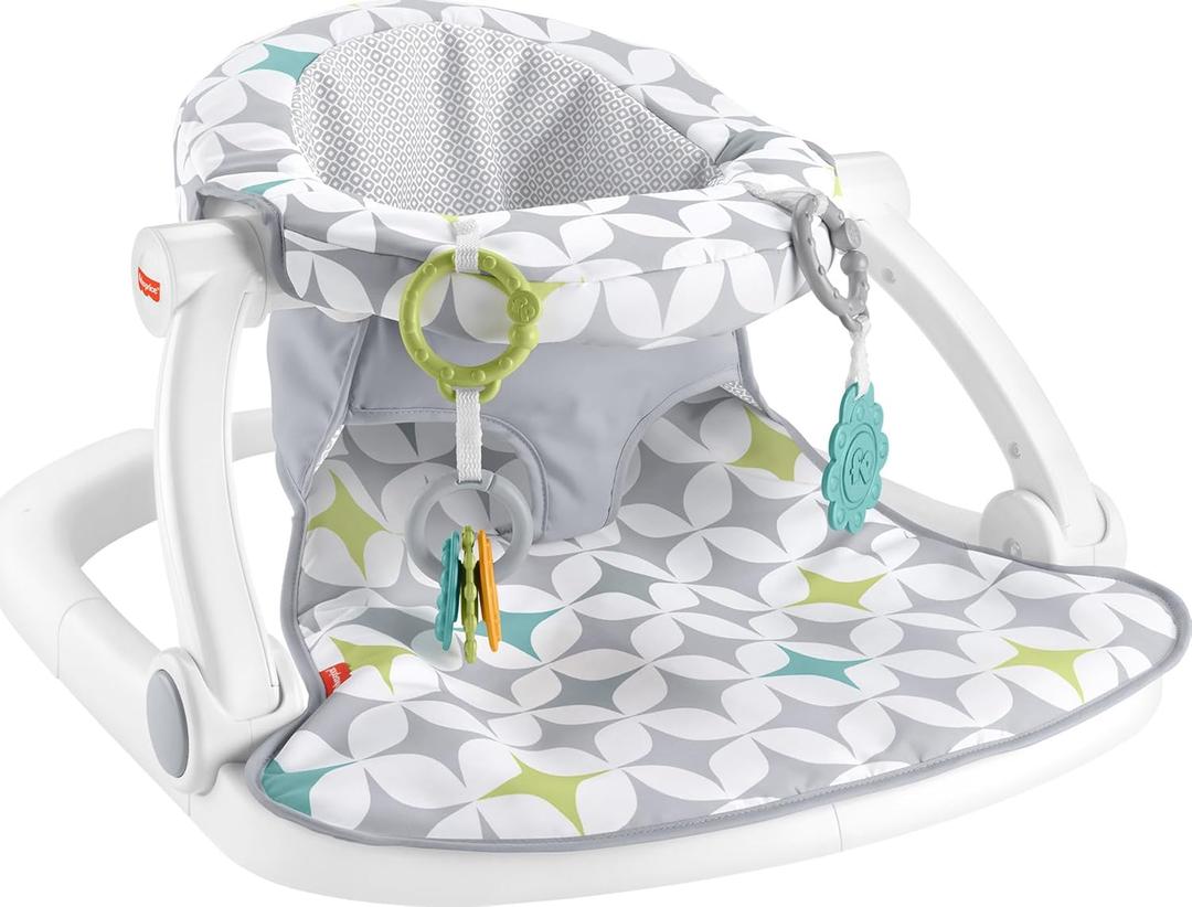 Fisher-Price Portable Baby Chair Sit-Me-Up Floor Seat with Developmental Toys & Machine Washable Seat Pad, Starlight Bursts