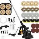 4-Head Concrete Grinder Machine with Handle & Auxiliary Wheels, 3800W Motor