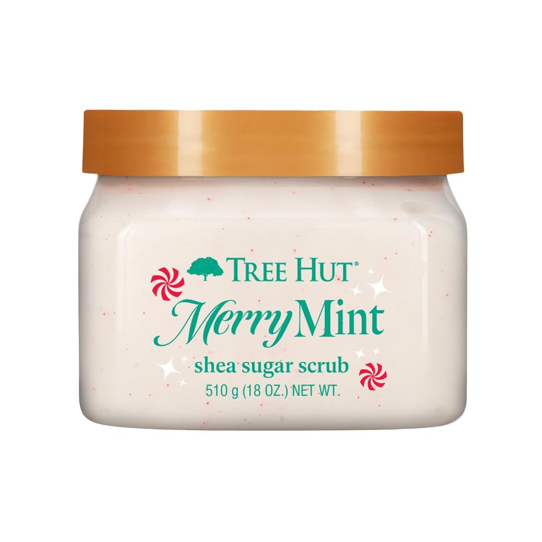Tree Hut Merry Mint Shea Sugar Scrub, Exfoliating & Hydrating Body Scrub with Shea Butter & Essential Oils, Smooth Skin, For All Skin Types, Vegan, 18 oz