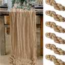 6 Pieces Champagne Cheesecloth Table Runners 10 Ft Cheese Cloth Gauze Table Runner for Boho Rustic Wedding Arch, Baby Shower Decorations Birthday Party Thanksgiving