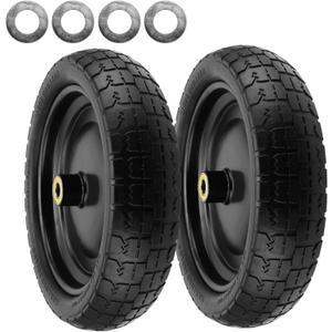 2 Pack 13 Inch Flat-Free Tires for Gorilla Cart, Heavy Duty Solid Replacement Wheels With 5/8 Inch Bearings for Wheelbarrow, Trolleys, Hand Trucks, Utility Carts
