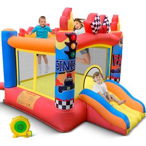Culaluva Inflatable Bounce House: Bouncy Castle 2-in-1 with Slide for Kids Aged 3-6 - with 370W Blower & Storage Bag - Indoor Outdoor Play