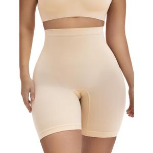 SHAPERX Women Shapewear Tummy Control Panties High Waisted Shorts Seamless Body Shaper Underwear (Small-Medium, Beige)