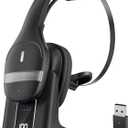 Wireless Headset with Microphone For PC with USB Dongle Built-in Mic 750mAh Charging Dock, LED Display, Noise Canceling ,Mute Button for PC Computer, Laptop, Remote Work, Call Center, Business