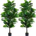 FLOWORLD Fiddle Leaf Fig Tree 6ft Tall Artificial Tree in Pot Fake Ficus Lyrata Plants with 184 Decorative Fiddle Leaves Faux Fig Trees for Home Office Living Room Decor Indoor Outdoor, 2 Pack