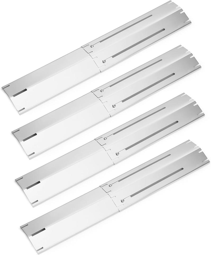 Universal Heat Tents Replacement for Charbroil, Nexgrill, Backyard,Expert Grill,Stainless Steel Adjustable Heat Plate Shield for Brinkmann,Flavorizer Bar, Flame Tamer Burner Cover,4 Pack BBQ Heat Tent