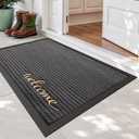 DEXI Front Door Mat Outside Entrance, 31x47 Rubber Entry Doormat Heavy Duty, Non Slip Welcome Mats for Inside House Floor Entryway Exterior Patio, Hello Grey