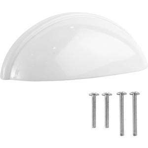 Cup Drawer Pulls  10 Pack  White Cabinet Handles 3 Inch  White Cabinet Pulls  Cabinet Cup Pulls for Cabinets and Drawers  Cup Pulls for Drawers, Furniture & Kitchen Cabinet Hardware