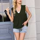 Cakulo Beach Cover Ups for Women Summer Crochet Tops 2025 Hollow Out V Neck Sleeveless Sweater Vest (Green, L)