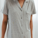 Pajamas Sleepwear for Women Short Sleeve Sleepwear Button Down Pjs Soft 1 Piece Gray, XL