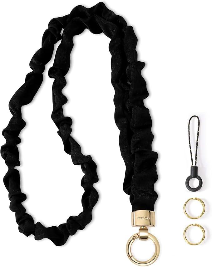 Stretchy Scrunchie Lanyard for ID Badges – Cute Neck Lanyard for Keys | Retractable Keychain Holder for Women