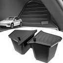 Trunk Storage Bins with Lids Custom Fit Tesla Model Y Juniper 2025 2026, 2PCS TPE Rear Trunk Organizer, Wear-Resistant Heavy-Duty Cargo Organizer Accessories